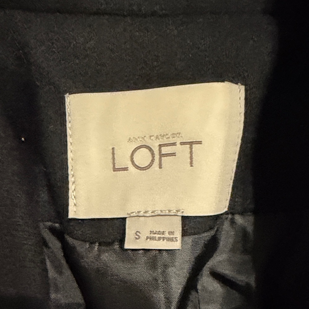 LOFT Black Double-Breasted Cropped Peacoat - Picture 2 of 4